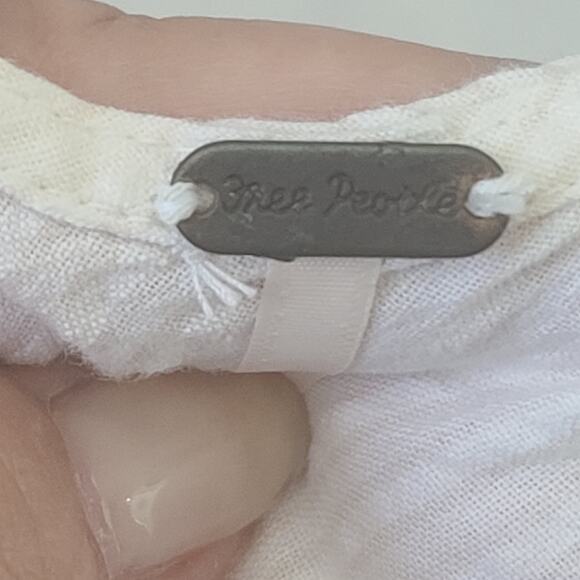 Free People Women's long sleeve crop top cinch front Ivory Size XS Boho Chic - Picture 7 of 12